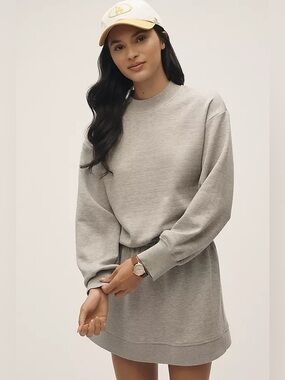 Anthropologie Daily Practice Long-Sleeve Mini Dress Heather Grey size XL